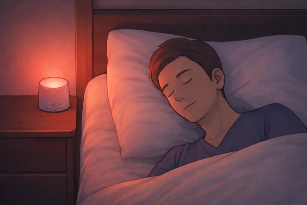 ユメミライトで眠る男性