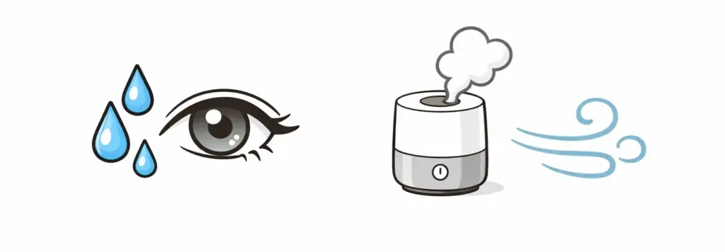目の乾きと加湿器イメージ