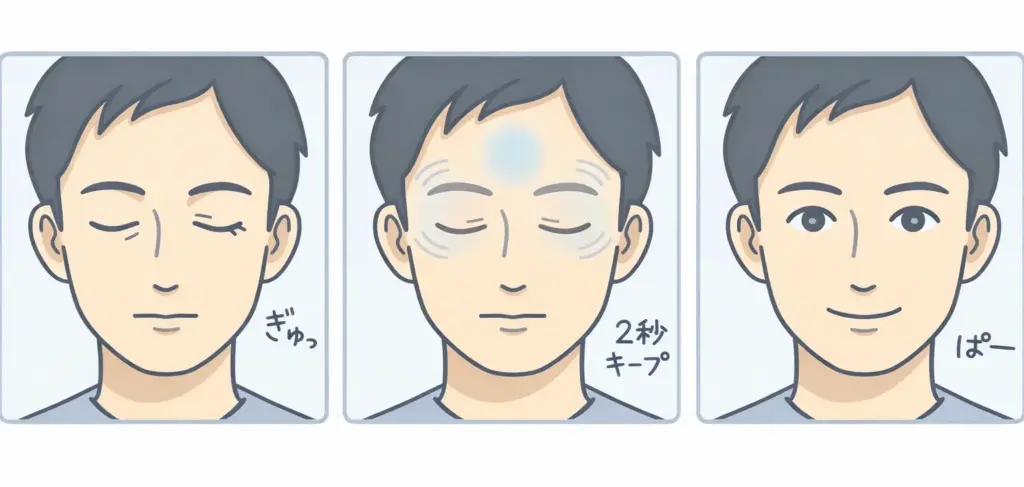 しっかり閉じるまばたきの練習イメージ